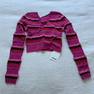 Jacquemus Fuchsia and Black Striped Cardigan